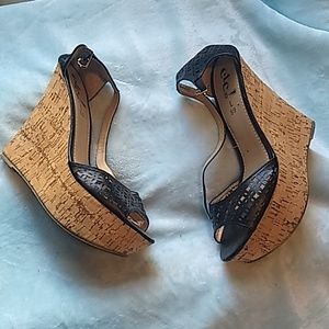 Women's large 89 rue 21 black wedge shoes ankle st